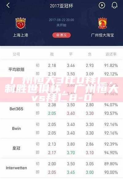 广州恒大3比0拜仁，制胜世俱杯，广州恒大vs拜仁8-0
